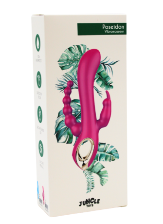 Vibromasseur rabbit  bleu  avec chapelet vibrant - TOZ-024BLU